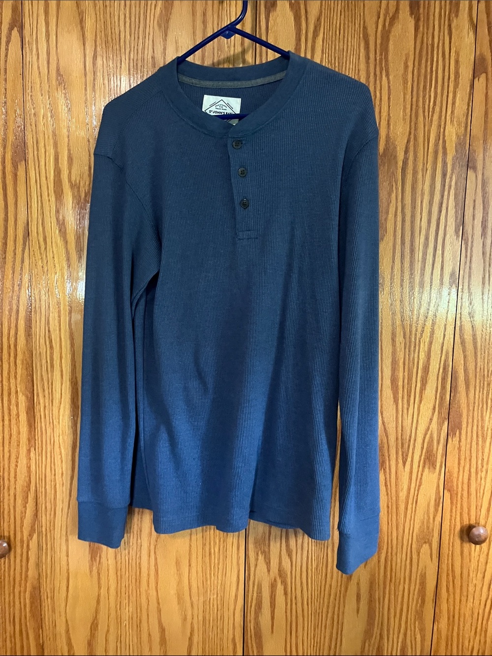 St. John's Bay Waffle-Knit Henley in Navy